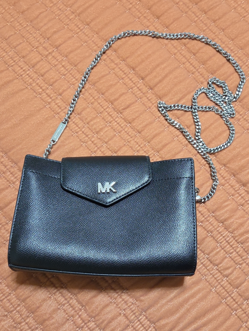 Michael Kors Black Saffiano Leather Chain Shoulder Crossbody